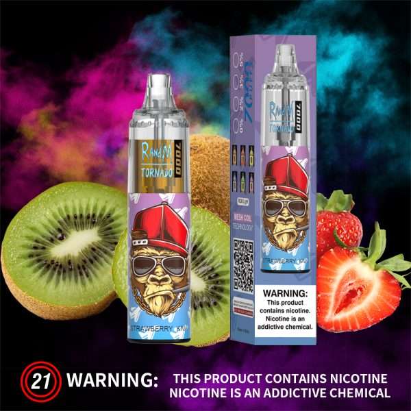 14 Strawberry Kiwi RandM Tornado 7000 vape
