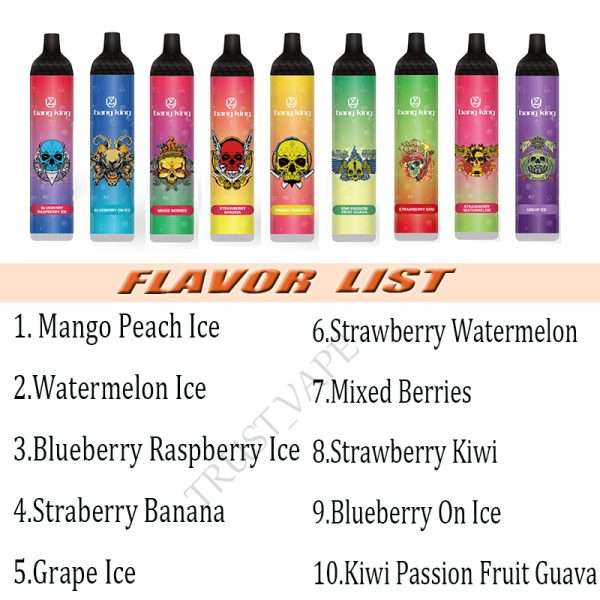 Tabela de sabores UZY 6000 puffs vape shop