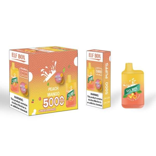Праскова Манго Най-добрата кутия Elf 5000 за еднократна употреба